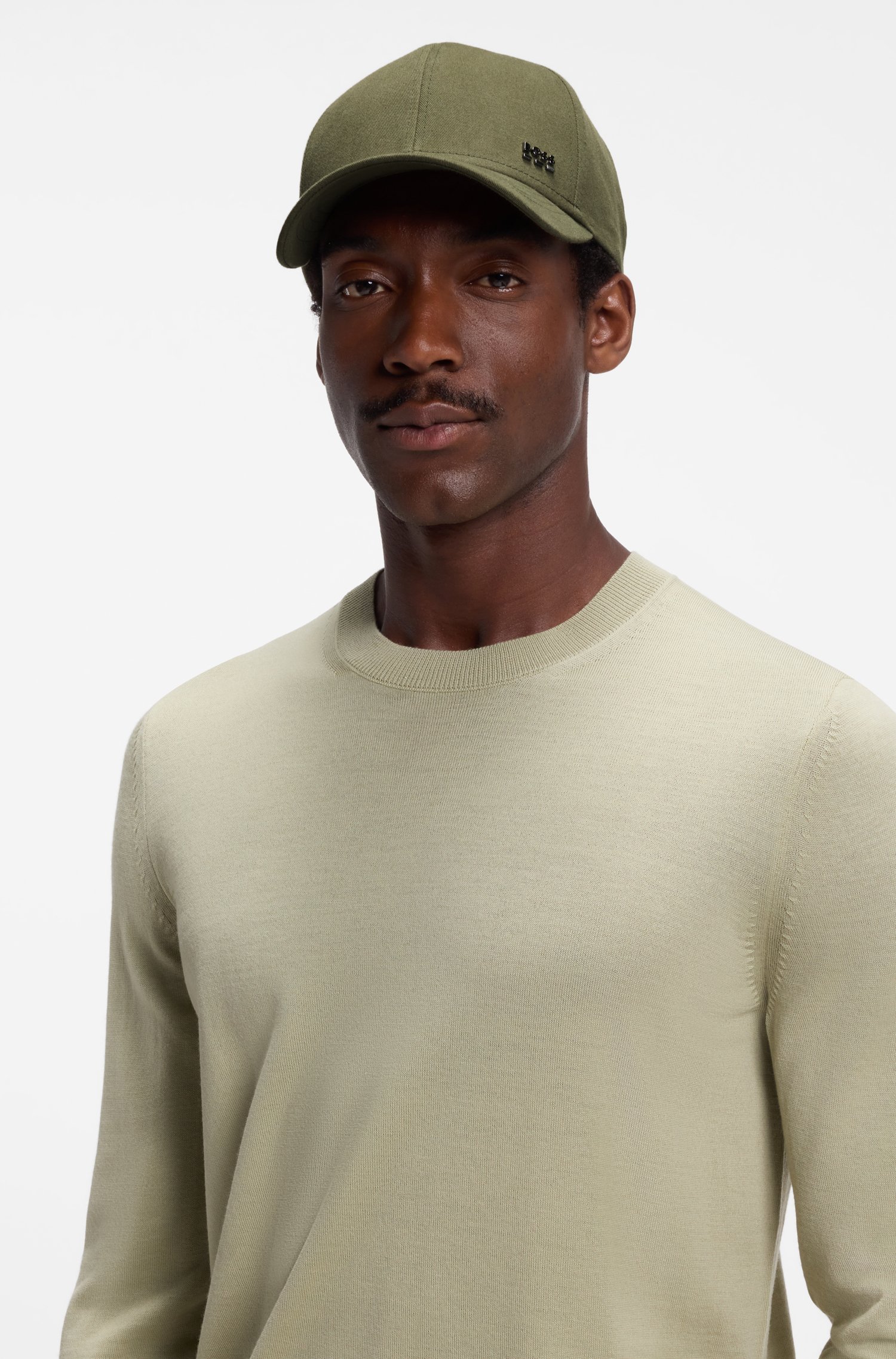 Boss Cotton-twill cap with signature stripes kepsar herr – bild 3