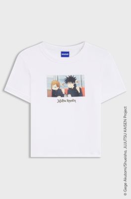 HUGO x Jujutsu Kaisen T-shirt con stampa Megumi e Nobara, Bianco