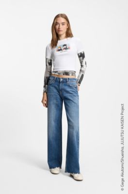 HUGO x Jujutsu Kaisen T-shirt con stampa Megumi e Nobara, Bianco