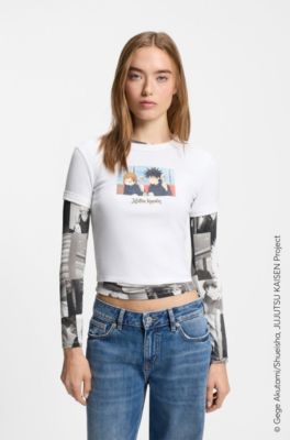 HUGO x Jujutsu Kaisen T-shirt bedrukt met Megumi en Nobara , Wit