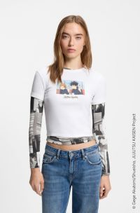 HUGO x Jujutsu Kaisen T-shirt con stampa Megumi e Nobara, Bianco