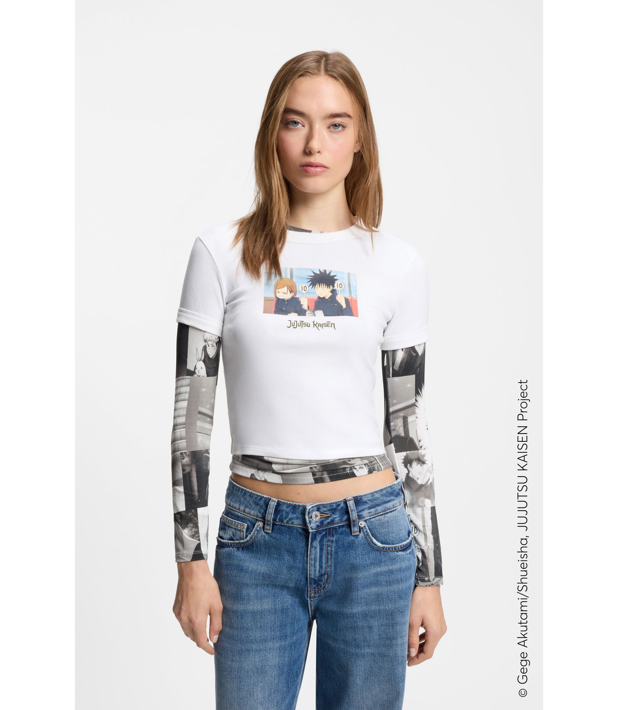 HUGO x Jujutsu Kaisen T-Shirt mit Megumi-und-Nobara-Print