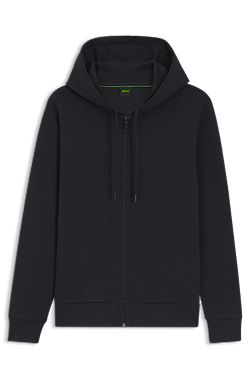 Zip-up hoodie in stretch cotton with logo detail