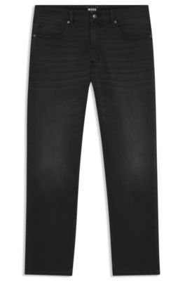 Relaxed-fit jeans in black stretch denim, Dark Grey