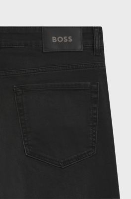 Relaxed-fit jeans in black stretch denim, Dark Grey