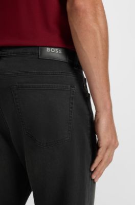 Jeans relaxed fit in denim elasticizzato nero, Grigio scuro