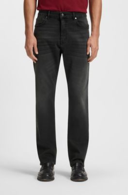 Relaxed-fit jeans in black stretch denim, Dark Grey