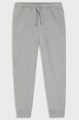 Pantaloni della tuta in cotone elasticizzato con logo, Grigio chiaro