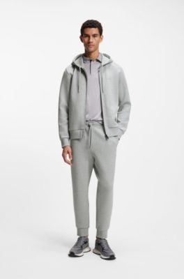 Stretch-cotton tracksuit bottoms with logo detail, Light Grey