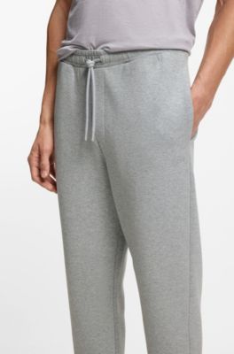Stretch-cotton tracksuit bottoms with logo detail, Light Grey