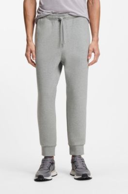 Stretch-cotton tracksuit bottoms with logo detail, Light Grey