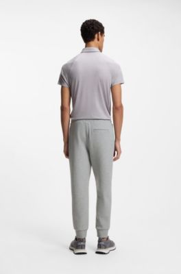 Stretch-cotton tracksuit bottoms with logo detail, Light Grey