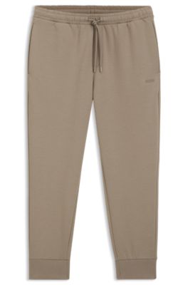 Stretch-cotton tracksuit bottoms with logo detail, Light Brown