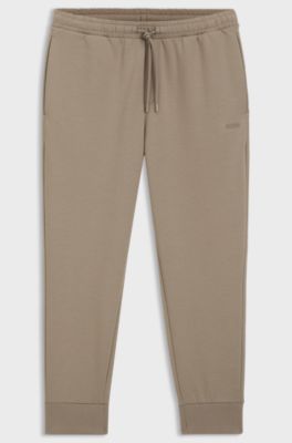 Stretch-cotton tracksuit bottoms with logo detail, Light Brown