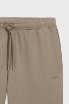 Stretch-cotton tracksuit bottoms with logo detail, Light Brown
