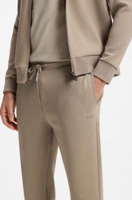 Stretch-cotton tracksuit bottoms with logo detail, Light Brown