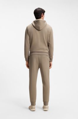Stretch-cotton tracksuit bottoms with logo detail, Light Brown