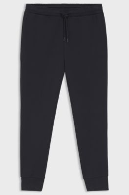 Stretch-cotton tracksuit bottoms with logo detail, Dark Blue