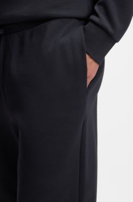 Stretch-cotton tracksuit bottoms with logo detail, Dark Blue