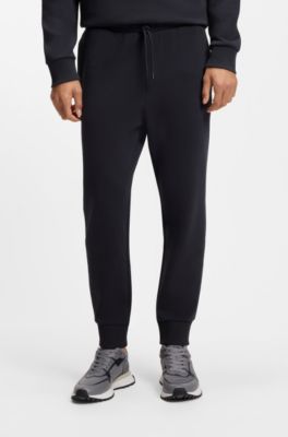 Stretch-cotton tracksuit bottoms with logo detail, Dark Blue