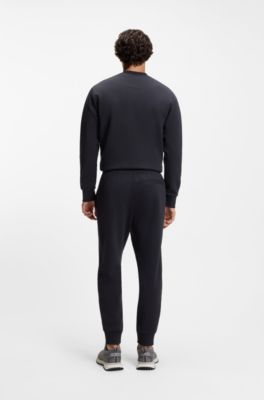 Stretch-cotton tracksuit bottoms with logo detail, Dark Blue