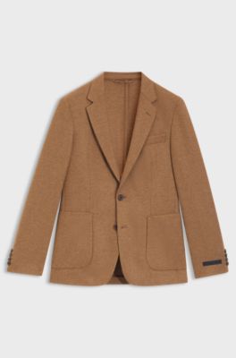 BECKHAM x BOSS slim-fit blazer in wool with cashmere, Light Brown