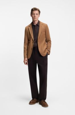 BECKHAM x BOSS slim-fit blazer in wool with cashmere, Light Brown