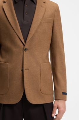 BECKHAM x BOSS slim-fit blazer in wool with cashmere, Light Brown