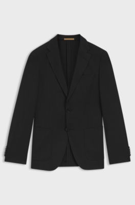 Slim-fit blazer in virgin wool and silk, Black