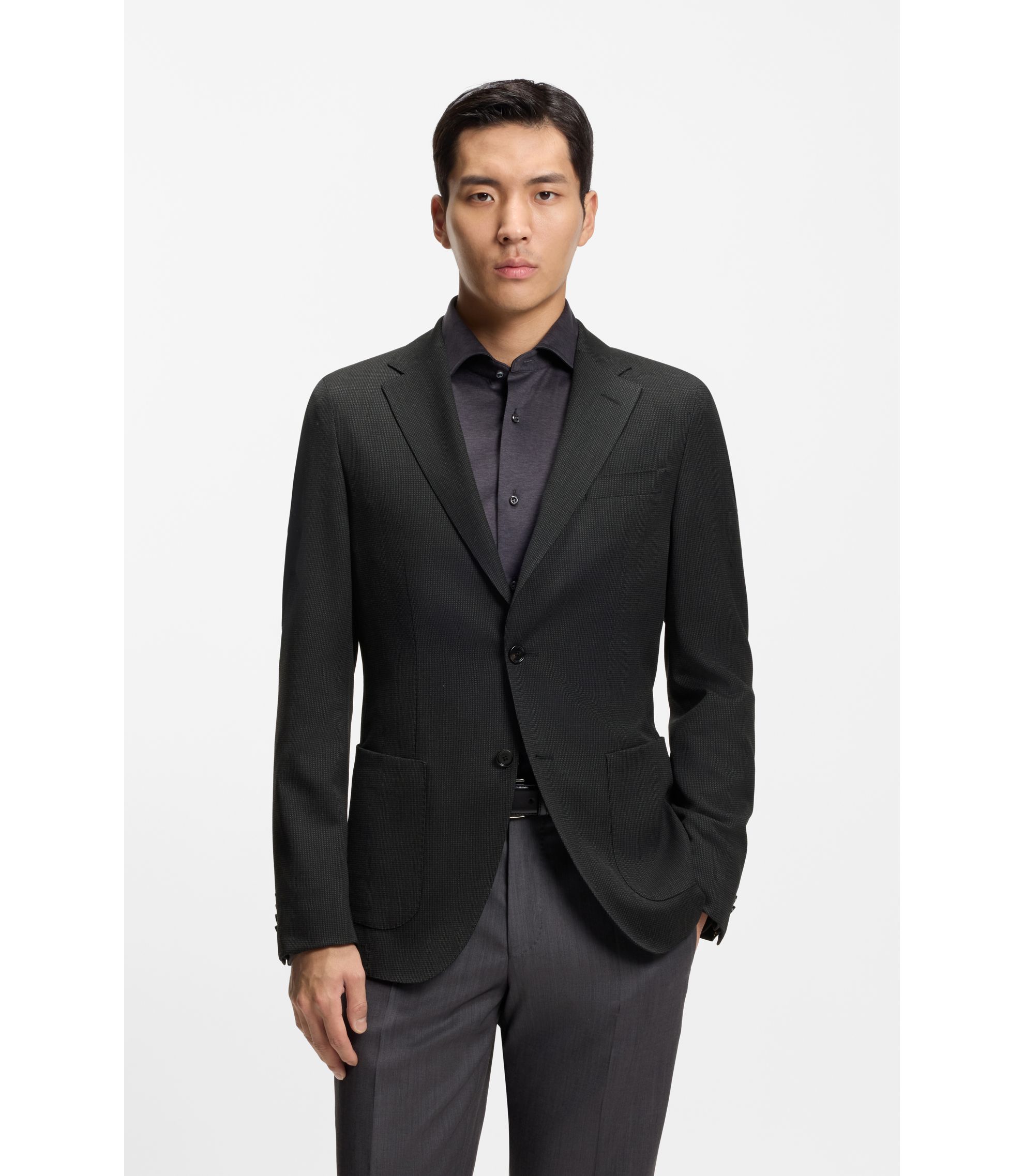 Slim-Fit Sakko aus Schurwoll-Mix mit Seide