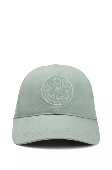 Cotton-twill cap with tennis-theme logo embroidery
