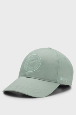 Cotton-twill cap with tennis-theme logo embroidery, Light Green