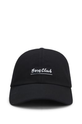 Cotton-twill cap with embroidered slogan, Black