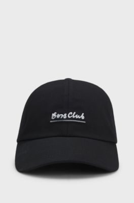 Cotton-twill cap with embroidered slogan, Black