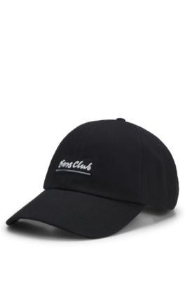 Cap aus Baumwoll-Twill mit Slogan-Stickerei, Schwarz
