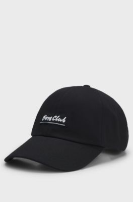 Cotton-twill cap with embroidered slogan, Black
