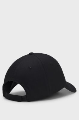 Cappellino in twill di cotone con slogan ricamato, Nero