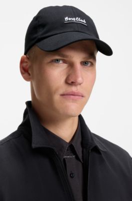 Cappellino in twill di cotone con slogan ricamato, Nero