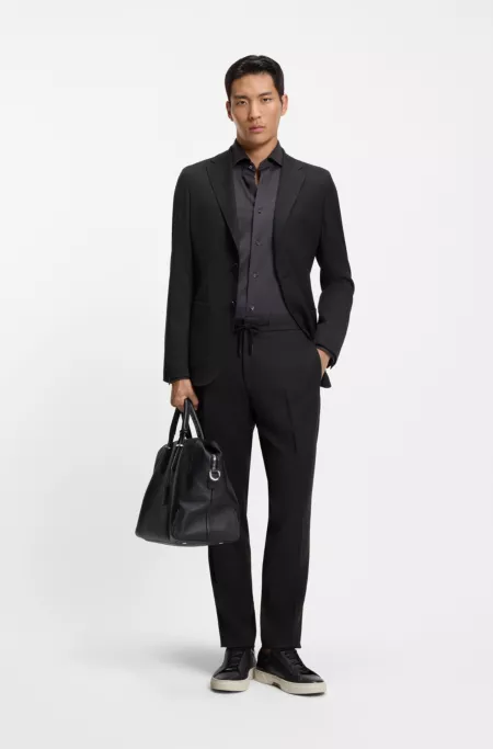 Slim-fit trousers in virgin wool and silk