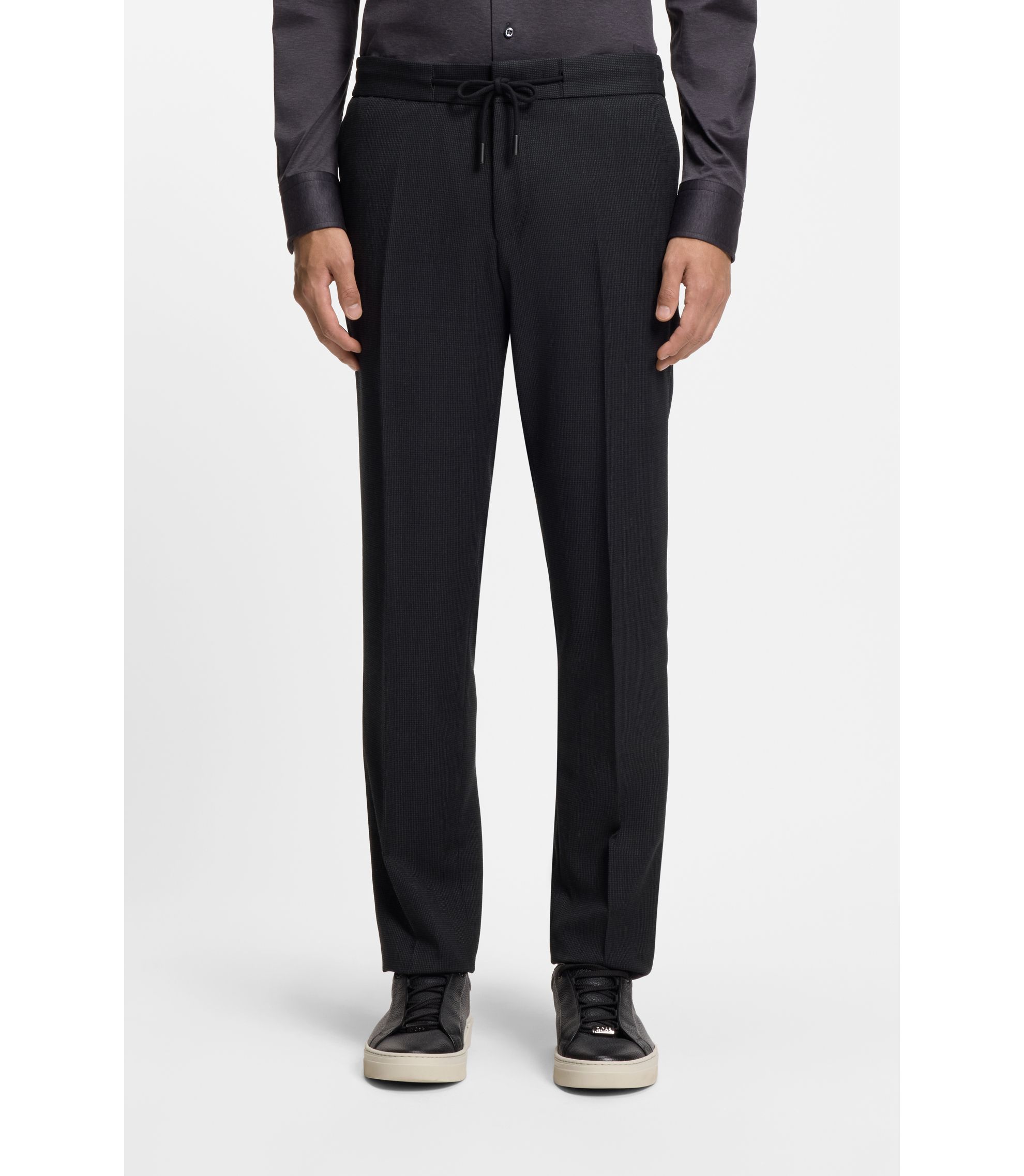 Slim-Fit Hose aus Schurwoll-Mix mit Seide