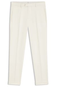 Tapered-fit trousers in virgin wool and cotton, White