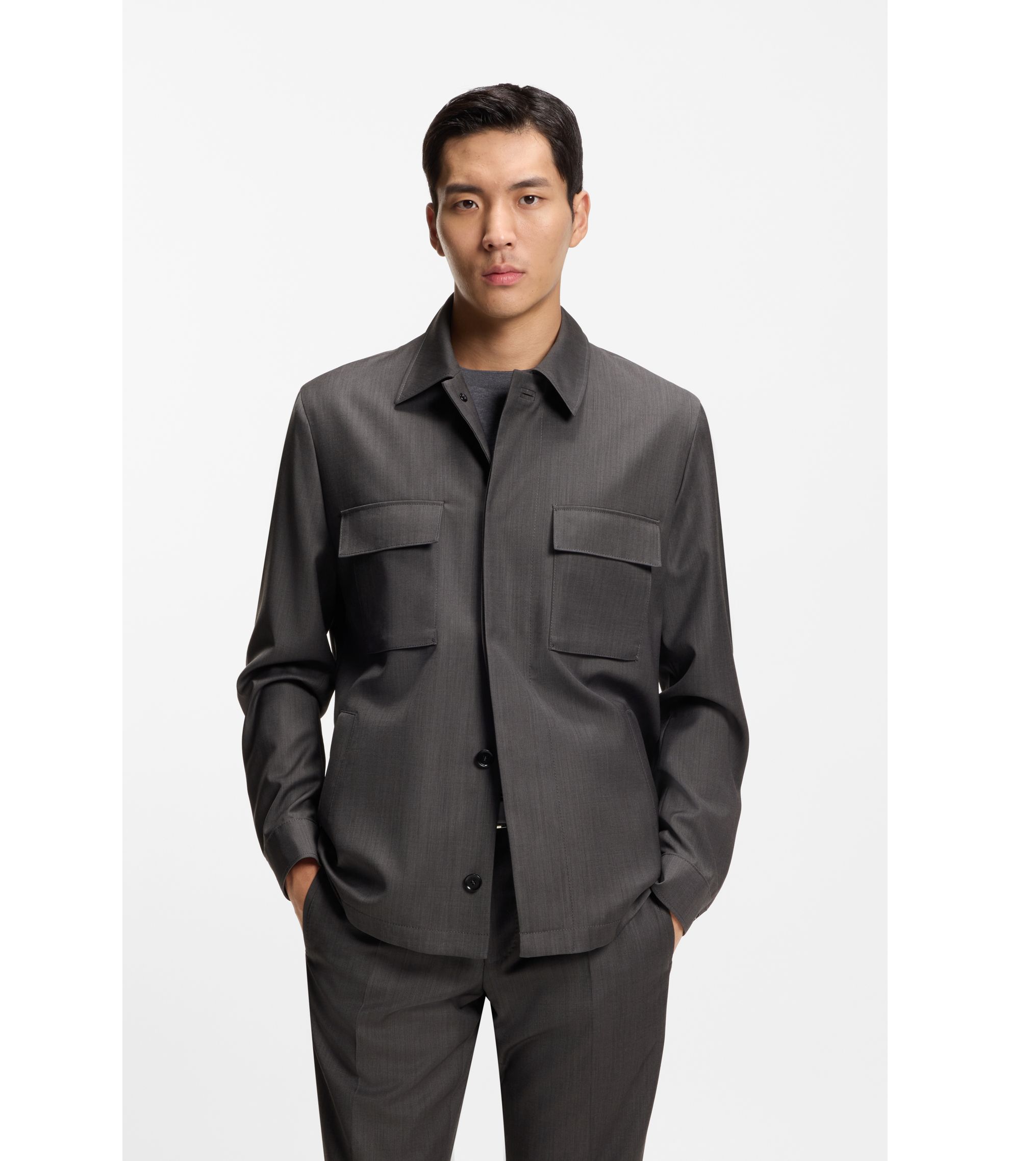 Relaxed-Fit Overshirt aus wasserabweisender Wolle