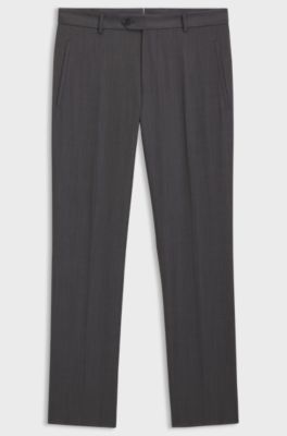 Pantalon Regular en laine vierge d&eacute;perlante, Noir