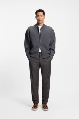Regular-fit trousers in water-repellent virgin wool, Black