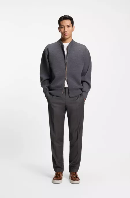 Regular-fit trousers in water-repellent virgin wool