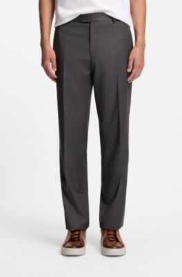 Pantalon Regular en laine vierge d&eacute;perlante, Noir
