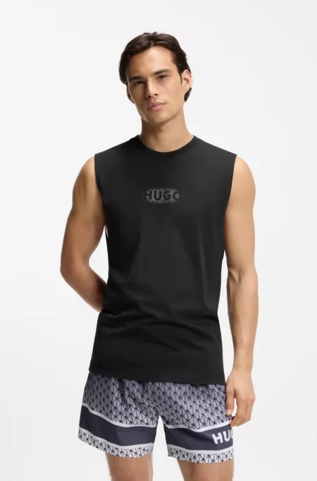 Logo-print tank top in cotton jersey