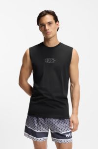 Logo-print tank top in cotton jersey, Black