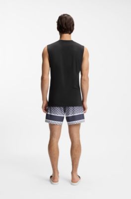 Logo-print tank top in cotton jersey, Black
