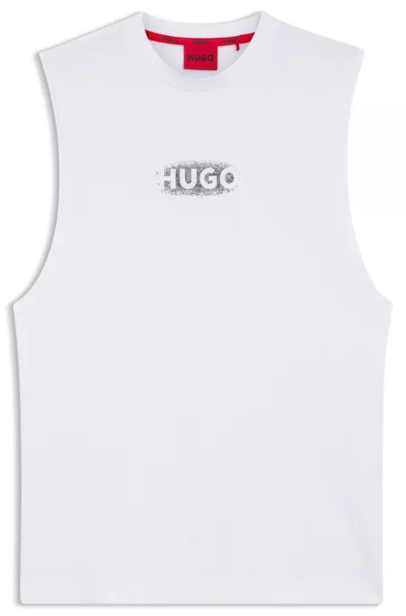 Logo-print tank top in cotton jersey